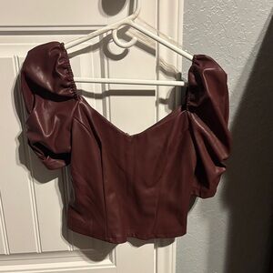 Haute Monde Burgundy Puff Sleeve Blouse